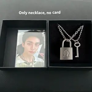 Fashionable Creative Hyunjin Lock Necklace Same As Huang Xuanchen's Style New Punk Necklace Men Women Fans Gifts  Couple Fans Collect