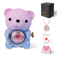 Light blue gradient bear+necklace+gift box+card