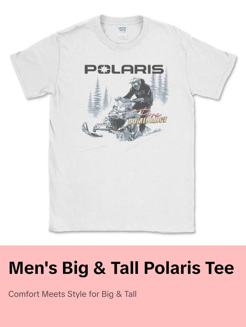 Men's Polaris Big and Tall Pure Dominance Sled Tee Casual Classic Collar Cotton Top Menswear Shirt