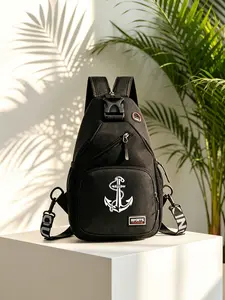 Nautical Anchor Theme Crossbody Bag, Vintage Style Shoulder Bag, Large Capacity Commuter Backpack, Outdoor Cycling Sports Bag, Versatile Small Backpack