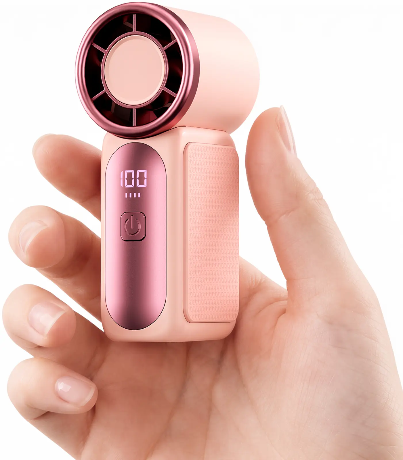 Cotsoco Mini Handheld Fan with LED Display, 6 Speed Turbo Pocket Sized Personal Fan, USB Rechargeable High Speed Cooling for Travel, Outdoor and Makeup, Ideal Gift for Women