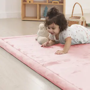PaPaMat Flannel Baby Play Mat, 1.5" Thick Memory Foam Upgrade Soft & Shock-Absorbing Nursery Rug for Infants & Toddlers