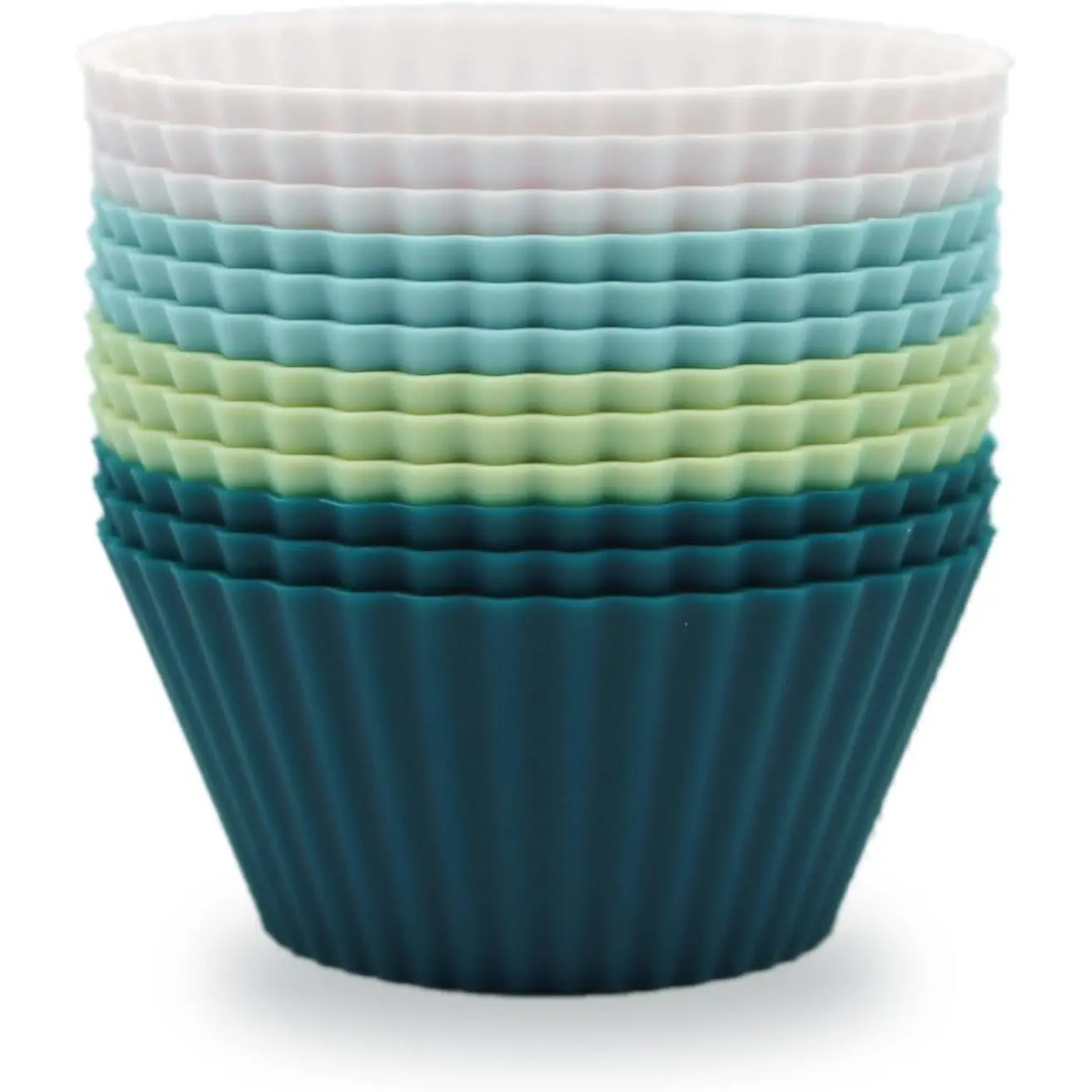 Baking Muffin Cups 12 Pack,  Cupcake Liners Cake Molds, , Dishwasher Safe(White, Green, Navy, Dusty Blue)