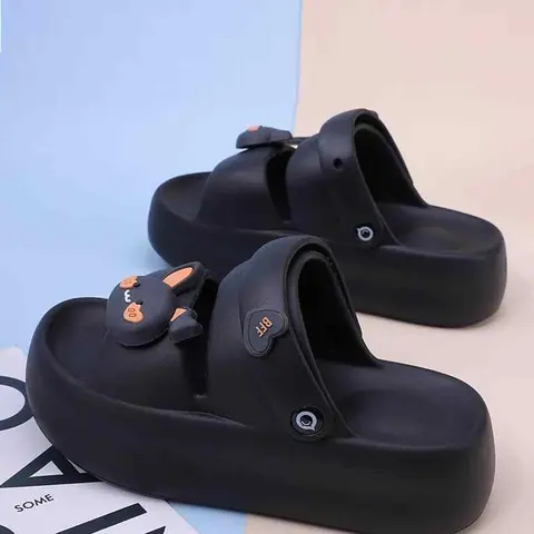 Women's Cute Cartoon Bear Design Slides, Casual Soft Comfortable Home Slippers, Thick Sole Non-slip Slippers for Indoor & Outdoor Wear, Walking Shoes