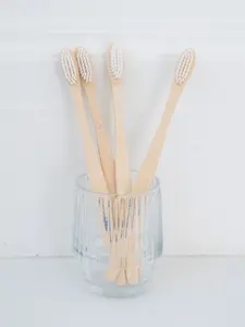 Bamboo Toothbrush - Natural Bamboo Handle, Nano Silver Infused, Lightweight Design, Versatile Cleaning Tool