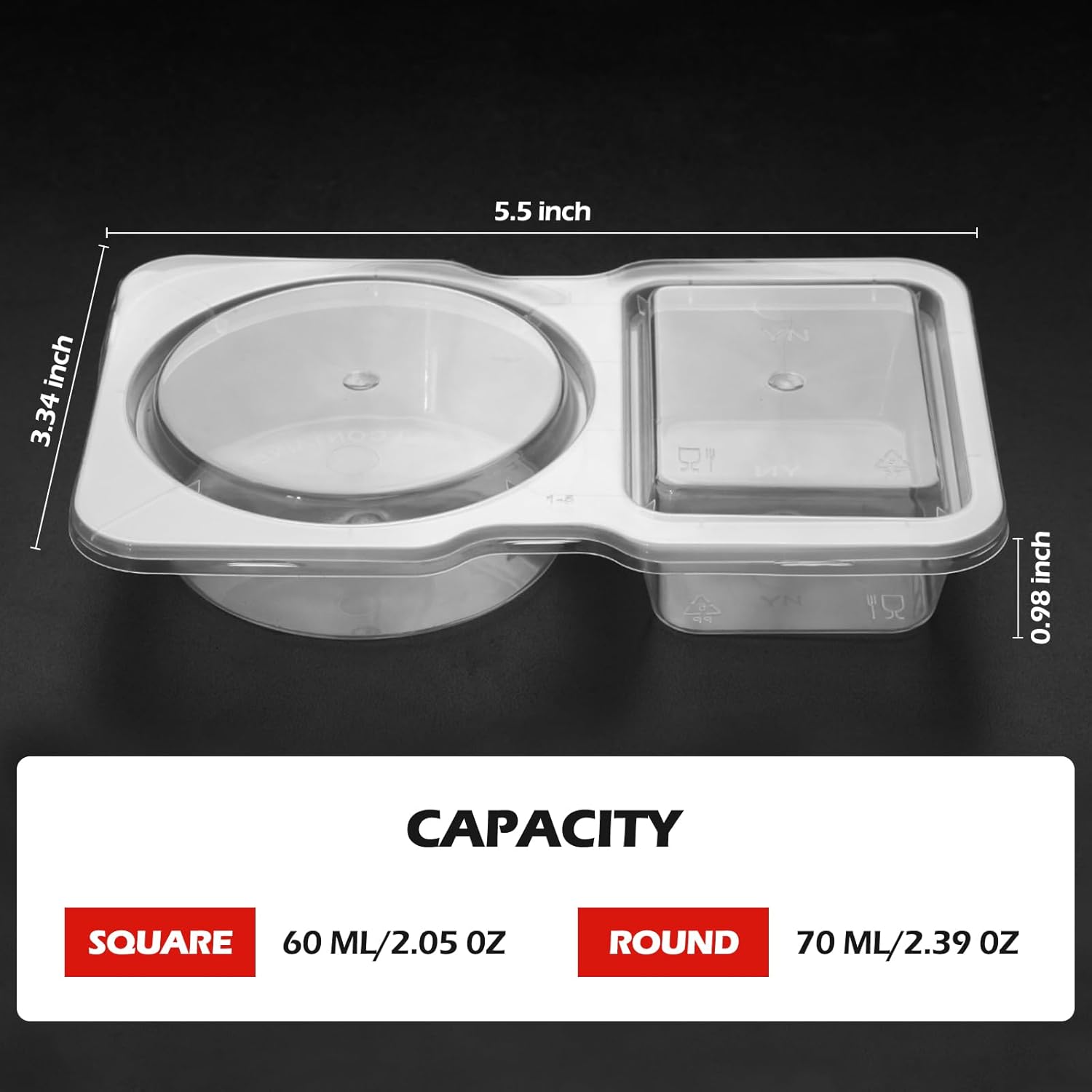 20pcs Reusable Snack & Dip Containers 2-Compartment with Lids Perfect for Portion Control On-the-Go Leakproof Stackable Kid-Friendly Travel Ready