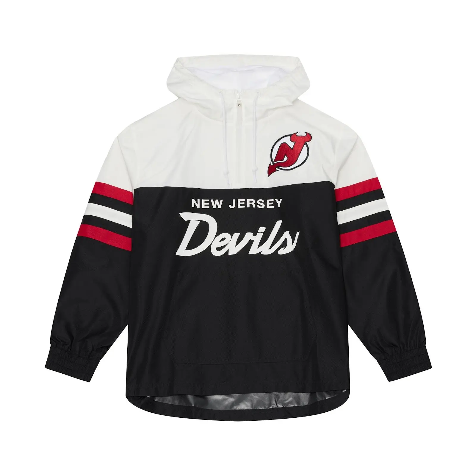 New Jersey Devils Black Head Coach Lightweight Anorak Quarter-Zip Windbreaker NHL Throwback Outerwear Vintage Fan Gear Mitchell & Ness