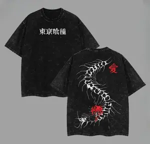 valentine shirts Limited Edition Centipede Kaneki Ken – Tokyo Ghoul Vintage Oversized Double-Printed Washed Tee, Heavyweight Cotton, Perfect for Anime Fans & Collectors!, Graphic Tees Clothes Menswear
