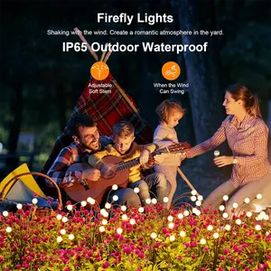 [Valentine‘s Day & Summer Gift]Solar Garden Lights Outdoor（2pcs）, Swaying Light Waterproof Solar Lights Outdoor for Yard Pathway Patio, Swaying Lawn Decor as Gardening Gifts for Women Holiday,Christmas Gift