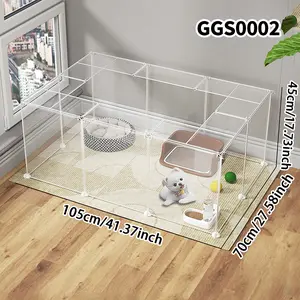 Cat Dog Cage Home Pet Transparent Playpen Portable Disassemble Combination Set Fence Cat Dog Protection Barrier