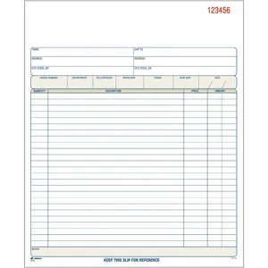 Carbonless Order Book, White/Canary/Pink, 3-Part, 8-3/8 x 10-11/16 Inches, 50 Sets (TC8100)