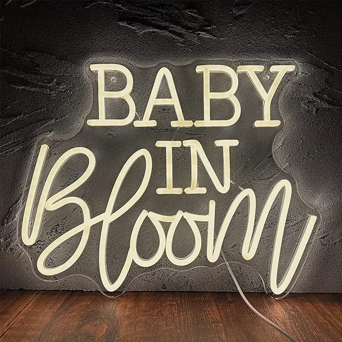Baby In Bloom Neon Signs for Wall Decor, Personalized LED Baby Shower Light up Welcome Sign, USB Powered for Bedroom Baby Room Club Bar Party Room Decor Aesthetic Wedding Baby Shower