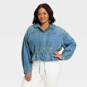 Women's Cinched Denim Jacket - Universal Thread Light Wash 4X