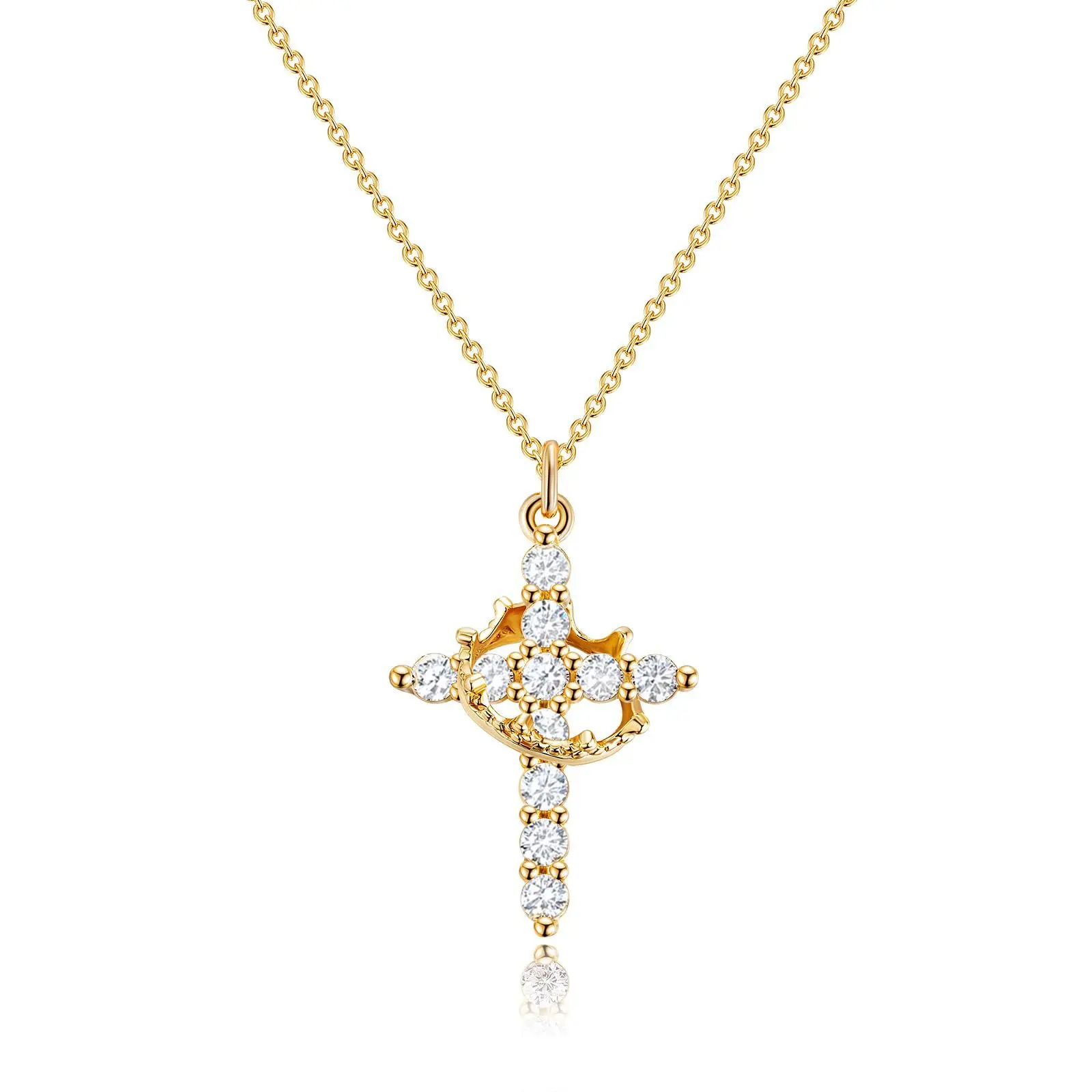 Unique new high-end pendant with a rotatable cross, crown, and circular necklace, a gift for girlfriends, women, and couples Unique new high-end pendant with a rotatable cross, crown, and circular necklace, a gift for girlfriends, women, and couples