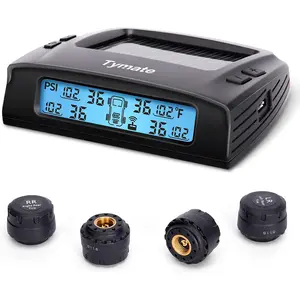 Tymate RV Tire Pressure Monitoring System - M7-3 TPMS Tire Pressure Monitor System(0-87 PSI) with Solar Charger, RV TPMS with 4 sensors & 5 Alarm Modes, LCD Display, Auto Sleep Mode