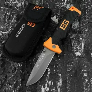 High-quality multi-functional portable folding knife with 8Cr13MoV steel blade and rubber handle. A practical tool for outdoor camping and hiking, serving as a durable pocket knife for travel and fishing.