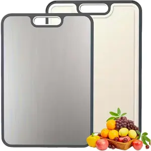 100% Titanium Cutting Board – Antibacterial &  Double-Grade titanware Cutting Board ,Non-Stick Durable and easy to clean. Dishwasher Safe &  Perfect for Chefs . Non-Stick Durable and easy to clean. Perfect Gift & Kitchen Essentials