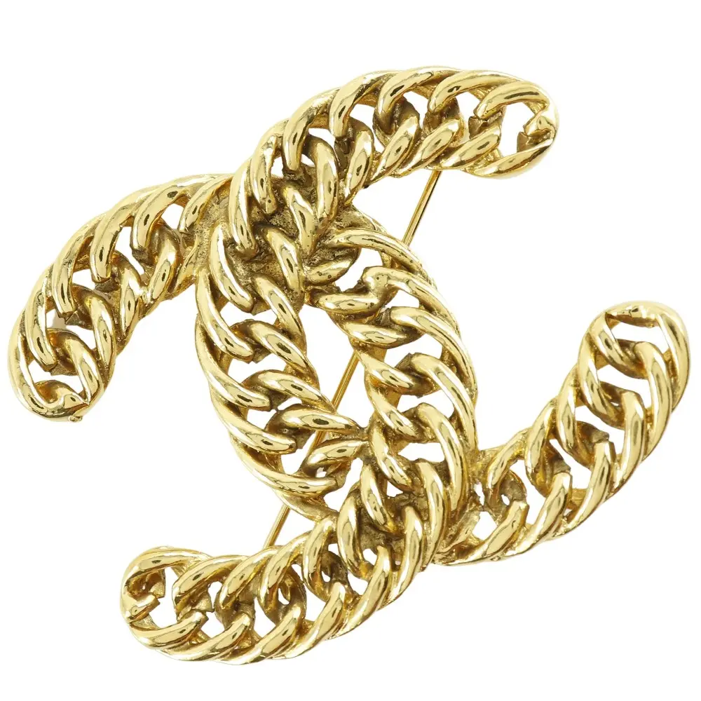 Pre-owned CHANEL Stainless Small Leather Goods Chain Coco Mark Brooch
