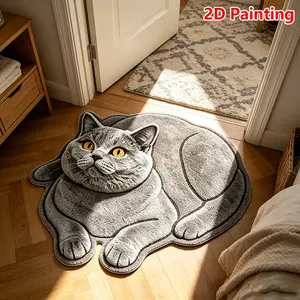 Creative Cute Lazy Cat Print Rug, Soft Comfortable Foldable Mat, Ideal for Living Room Bedroom Balcony, Easy to Clean, Fun Cartoon Cat Design, Home Decor Rugs