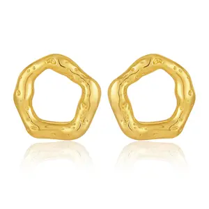 Mytys Geometric Round Earrings for Women Chunky Earrings Trendy Vintage Statement Earrings Dupes Jewelry for Her Thick Studs