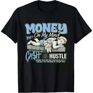 Money on My Mind Angel Hustle Vintage Soft Short-Sleeve Tee