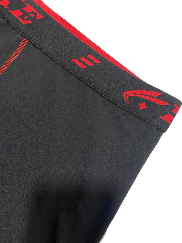 【Plus Size】 Colorblock Letter Print Boxer Brief, Breathable Comfortable Sports Underwear for Men, Men's Sport & Outdoor Clothing for Daily Wear, Boxers for Men, Stretchy Underwear, Soft Breathable Underwear, Breathable Undergarments