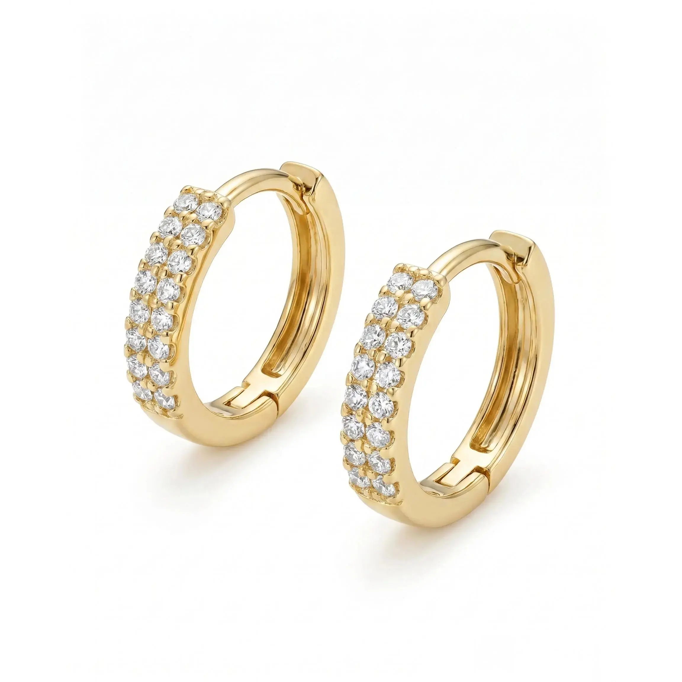 Gold-Plated Copper Cubic Zirconia Metal Hoop Earrings, Sparkling Huggie Earrings, Minimalist Luxury Everyday Jewelry, Expensive-Looking Gold Accent Accessories for TikTokShopDealsforYouDays, Expensive-Looking Earrings