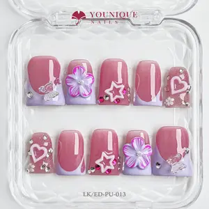 Younique Nails | 10PCS 100% Handmade Press-On Nails | Reusable Colorful Art acrylic stylish 3D