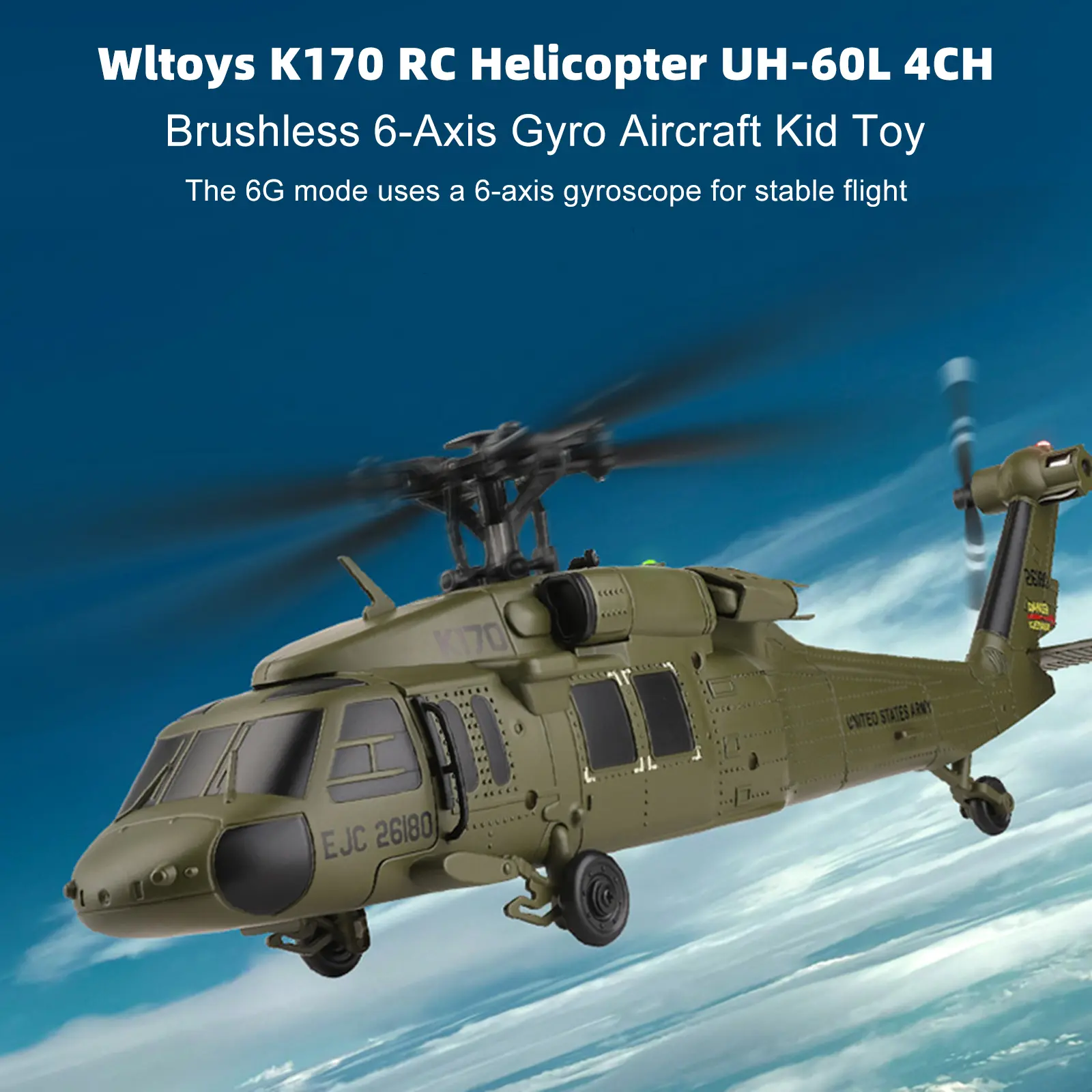 Wltoys K170 RC Helicopter UH-60L 4CH Brushless 6-Axis Gyro Aircraft Kid Toy Wltoys K170 RC Helicopter UH-60L 4CH Brushless 6-Axis Gyro Aircraft Kid Toy