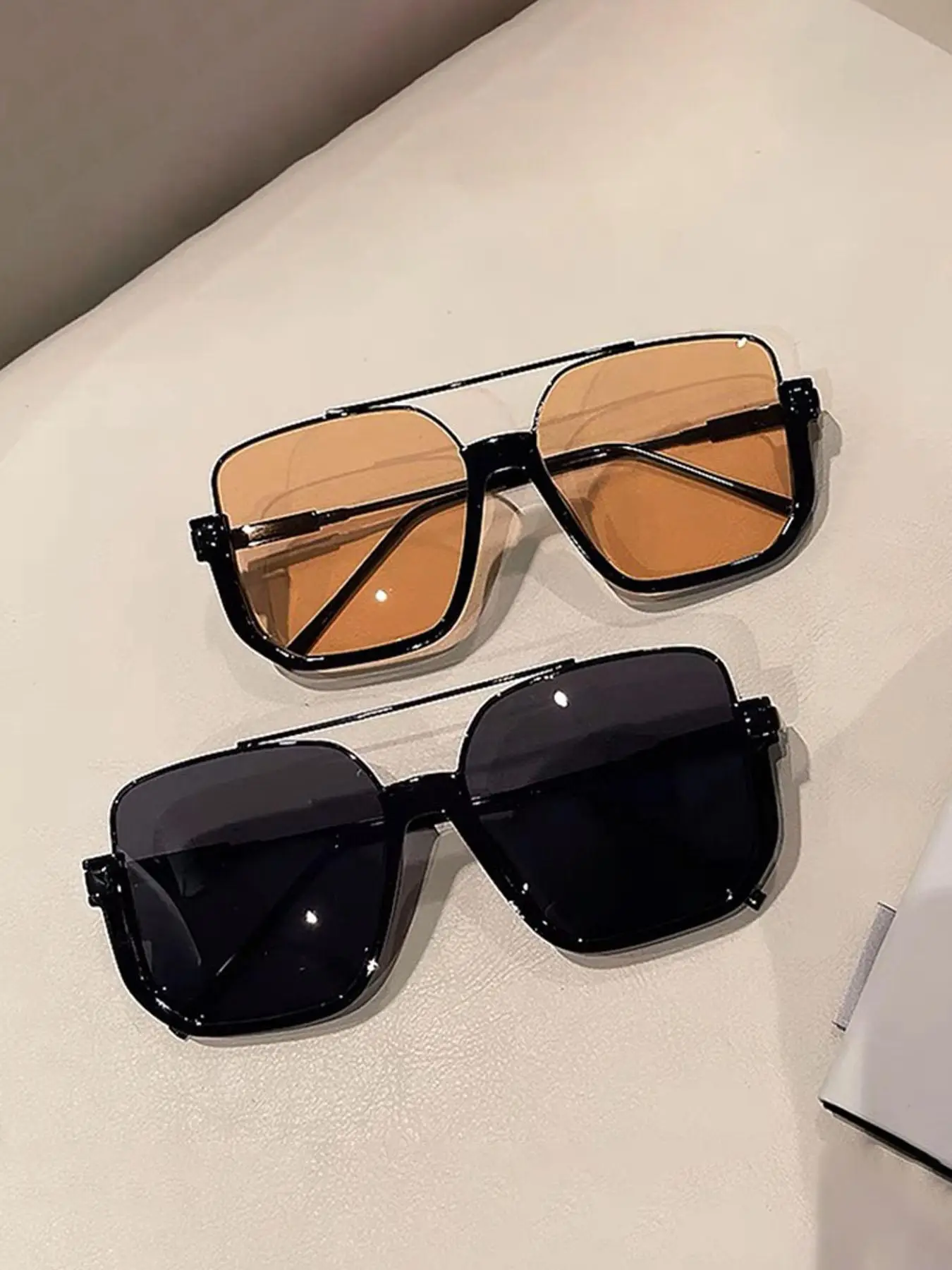 Unisex Simple Style Plain Color Sunglasses, Trendy Casual Sunglasses for Everyday Use, Fashion Accessories for Outdoor Activities