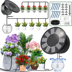 2026 New Drip Irrigation System - Solar Drip Irrigation Device, Circular Cap, Automatic Drip Irrigation Kit, Suitable for Indoor and Outdoor Balconies, Gardens, Plants, with an Irrigation Controller Equipped with 10-Meter Drip Pipes