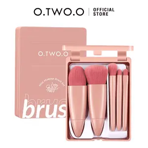 O.TWO.O SN012 Mini Makeup Brush Set – Soft Synthetic Hair, Wood Handle, Travel-Friendly Face & Eye Brushes