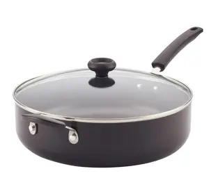 6 Quart Easy Clean Aluminum Non-Stick Covered Jumbo Cooker, Black - Perfect for Cooking Delicious Meals - Pots, Cookware Glass Lid