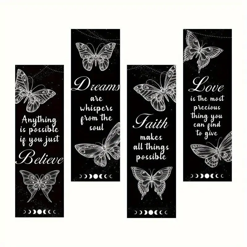 4pcs Set Butterfly Wall Decor, Artistic Inspirational Quotes Wall Art, Love Faith Believe Dream, Wood Wall Decor, Rustic Encouragement Signs, Wooden Wall Art Decoration Items