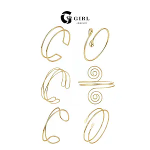 GGIRL Minimalist Open Bangle-Bracelet Set, Artificial Gemstone Jewelry, with Minimalist Lines & Spiral Elements, Lightweight Exquisite Luxury Design, Comfortable Non-Tight Fit, Ideal for Birthday & Holiday Gifts
