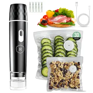Radiantora Handheld Vacuum Sealer for Food | Keep Food Fresh 10X Longer | Rechargeable Cordless Food Sealer with 30 Reusable Bags & Clips | Portable for Meal Prep, Freezer Storage & Travel