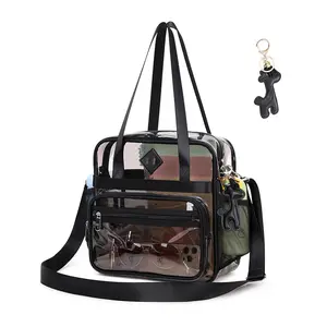 Clear Tote Bag - 12x6x12inch See Through Stadium Event Bag for Women elegant shoulder bag compact  gym  bag fashionable crossbody