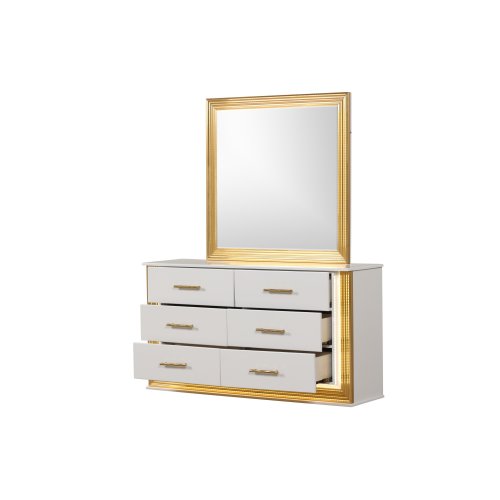 Bellemave OBSESSION Queen Complete Bedroom Set - 4PC Contemporary Wooden Material Bedroom Set with Gold Finish Indoor Furniture, Complete Bedroom Sets, Wooden Material Bedroom Sets