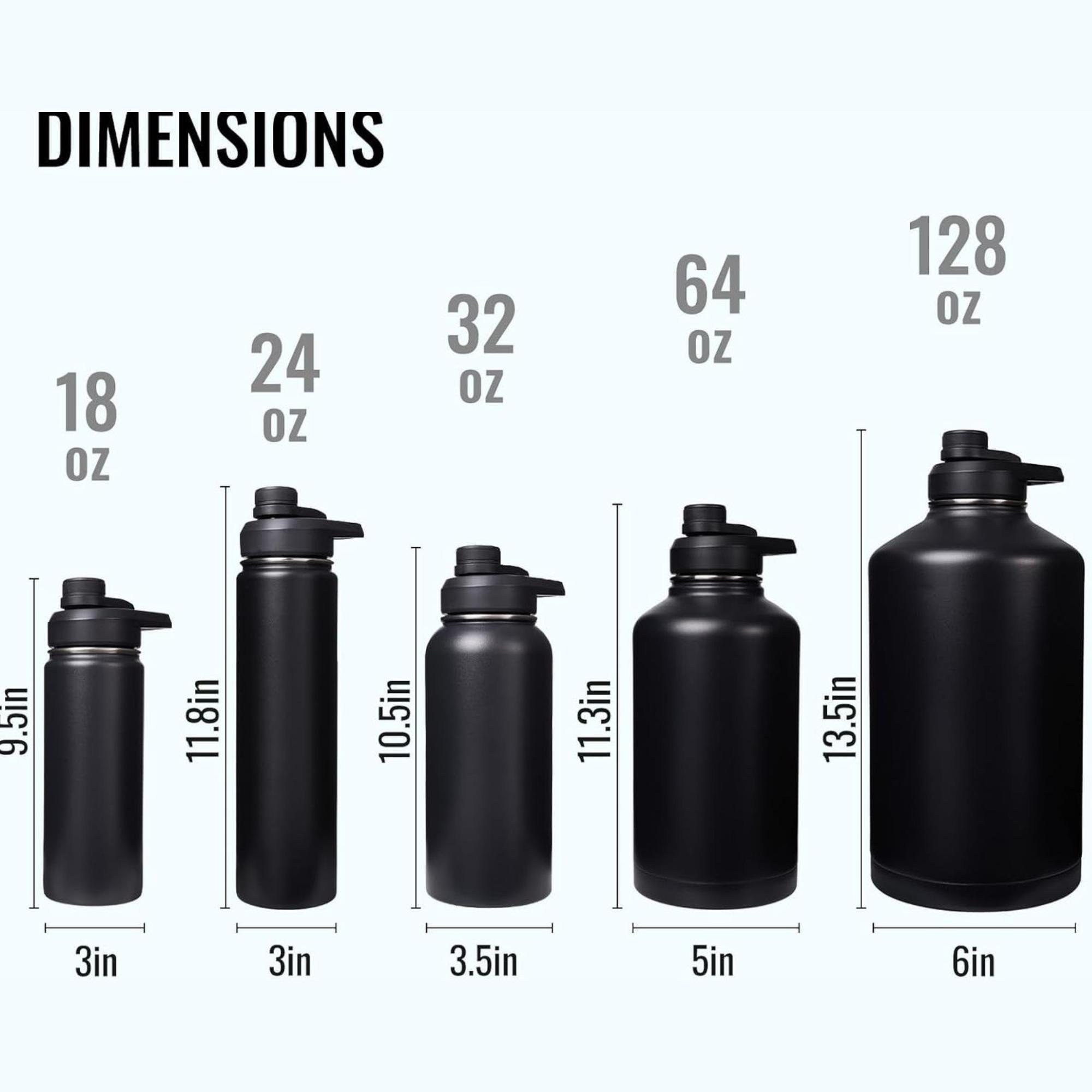24 oz Insulated Water Bottle 304 Stainless Steel Double-Wall Vacuum Insulation 2 Lids Flip-Top Spout & Straw Lid Leak-Proof for Outdoor Activities