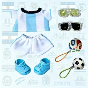 2026 Soccer Atmosphere Full Set, 15-17cm Cotton Doll/labubu Football, Mini Sunglasses, Soccer Keychain, Ball Shoes, Sports Doll Fashion Accessories, Stylish Doll Clothes