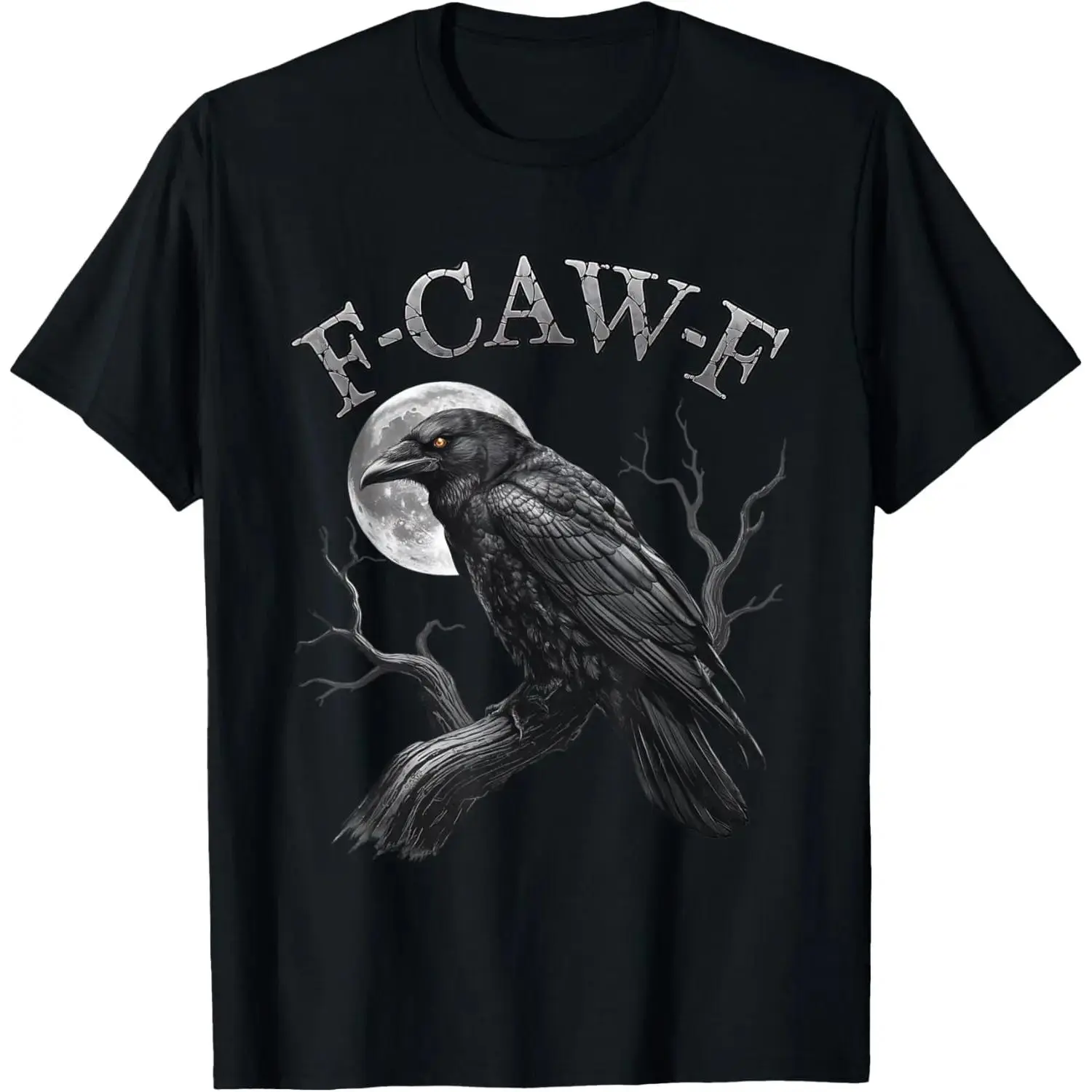 [100% Cotton] Black Crow, F-Caw-F Funny Black  Bird moon Gothic Adult Humor T-Shirt gift for all streetwear
