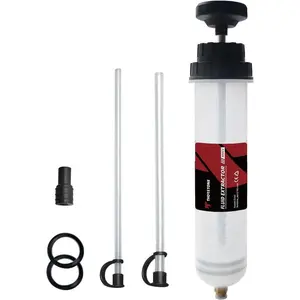 automotive Fluid Extractor Pump, Oil Change Syringe with Hose, Manual Fuel Suction & Filler, Fluid Oil Change Evacuator (7 Oz./0.21 Qt./200 CC)