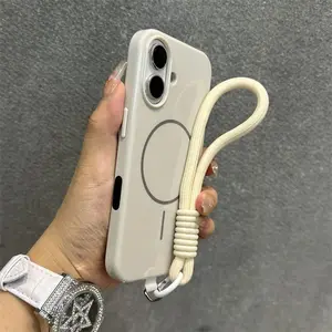 Ip16 Phone Case Magnetic Suction Fine Circle Ip16promax with Smart Photography Button Drop-Resistant Fashion Simple Advanced Cellphone Smartphone