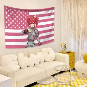 Tapestry 3x5Ft Kasane Teto Pink American Flags Wall Hanging  Tapestry Headboar Daesthetic Room Decor Cute Birthday Gifts  Bohemian