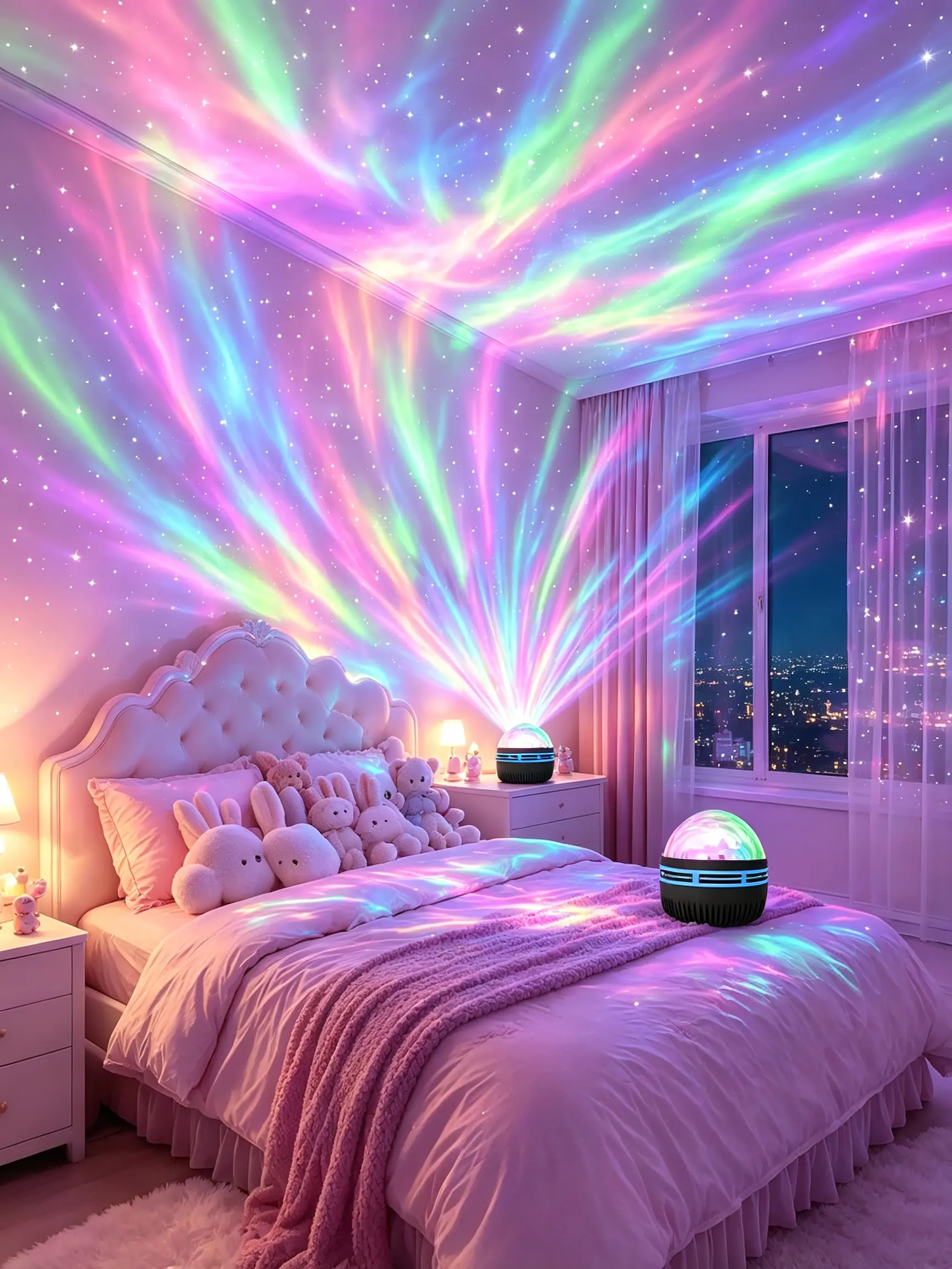 Northern Lights Aurora Projector, 16-Color Dimmable Mood Lighting with Remote, Memory Function for Bedroom, Kids Gift (Home Improvement Lighting Accessory)