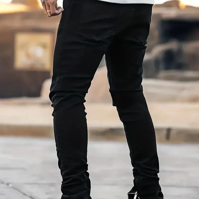 Men's black fashion jeans, ripped and ripped stretch denim trousers, comfortable and casual street jeans Personalized Menswear Men's black fashion jeans, ripped and ripped stretch denim trousers, comfortable and casual street jeans Personalized Menswear