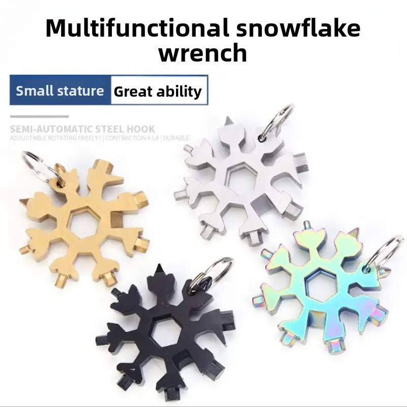 Snowflake-shaped 18-in-1 multifunctional tool pliers, portable wrench, screwdriver, bottle opener, keychain, essential outdoor survival equipment, 2026 new model