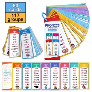60 Pcs Dual-Sided English Natural Spelling Teaching Aids, Portable Learning Supplies, Spelling Rule Tools, Learning Materials, Suitable for Home Education