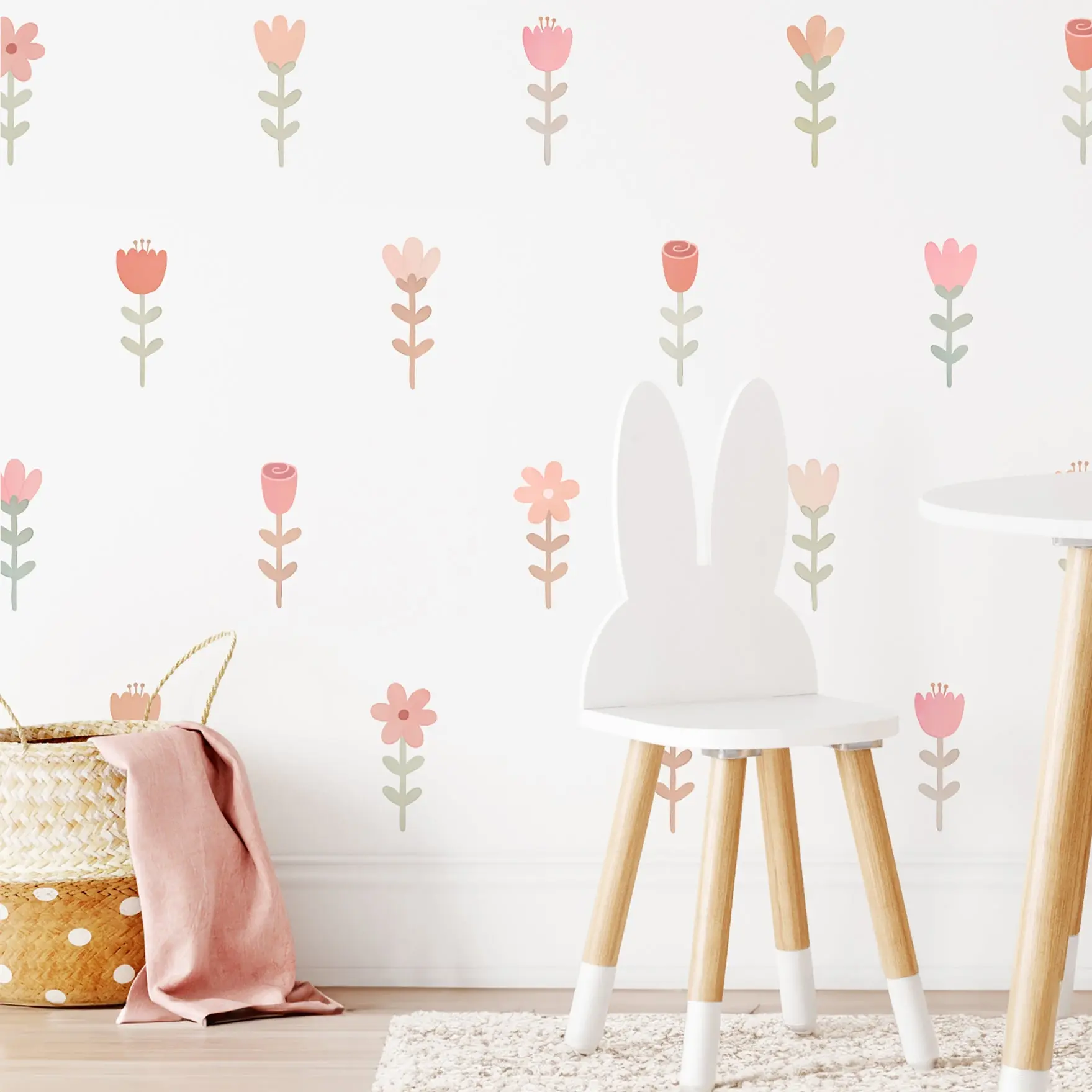 Flower Wall Decals - Removable & Reusable Fabric Wall Stickers
