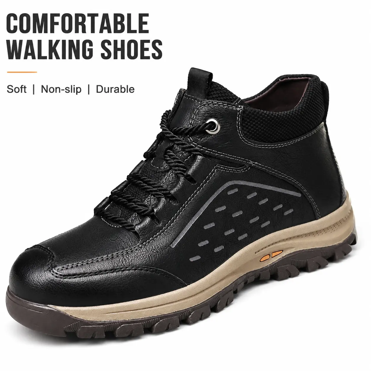 Men's Work Boots Waterproof Hiking Shoes Durable Non Slip Casual Walking Shoes with Arch Support, Hiking Style Shoes, Outdoor Walking Shoes